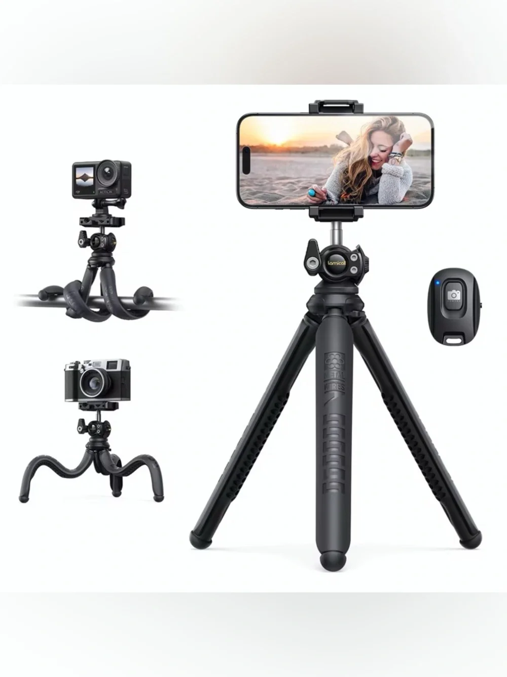 Multi-Function Selfie Stick Tripod With Remote 360 Rotating Adjustable Ht Holder